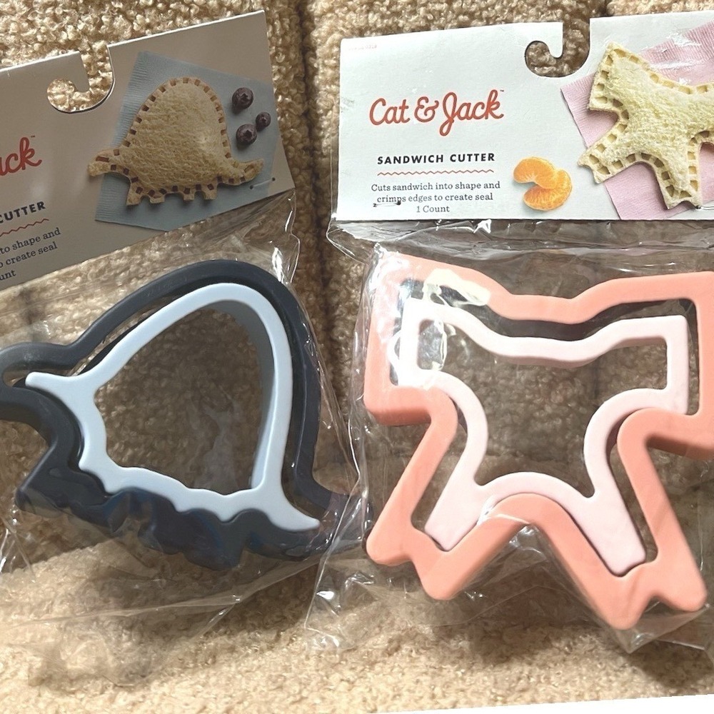 Lot of 2 Cat & Jack Sandwich Cutter & Sealer Dinosaur & Bow Shapes NEW